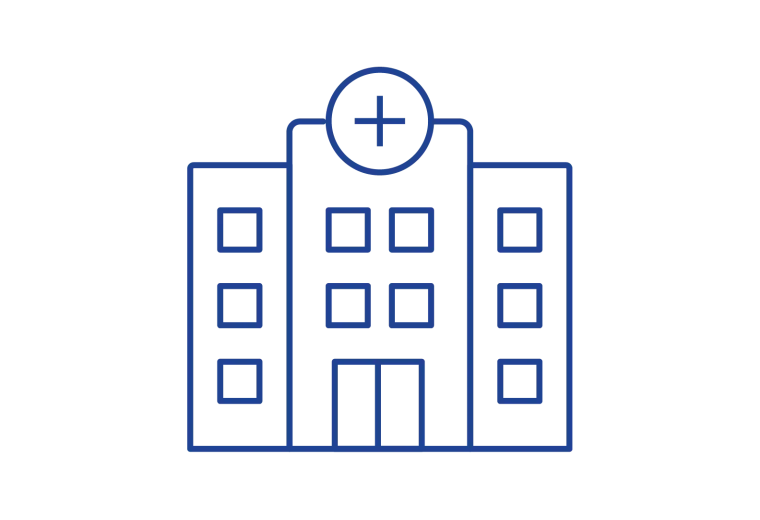 illustration of a hospital building with a cross on the top