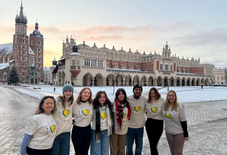 Group of people in Krakow, Poland