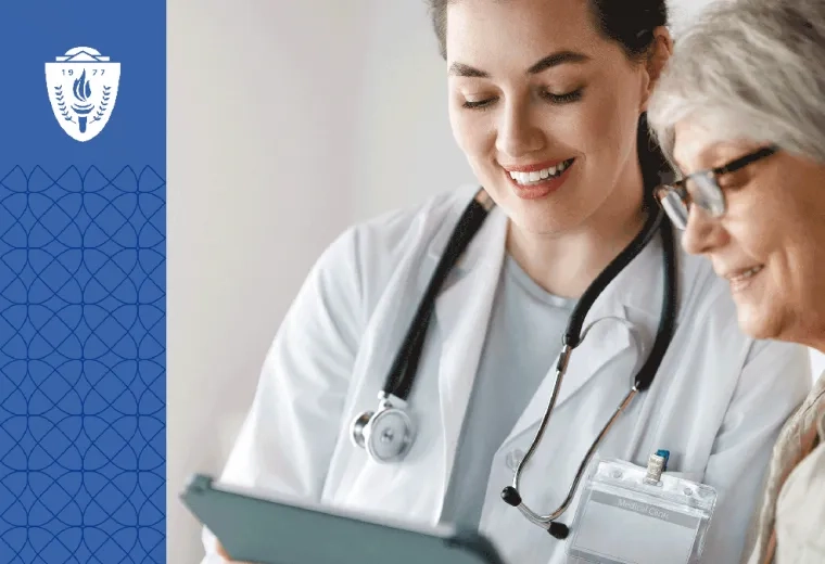 an Adult-Gerontology Primary Care nurse practitioner goes through paperwork with a patient