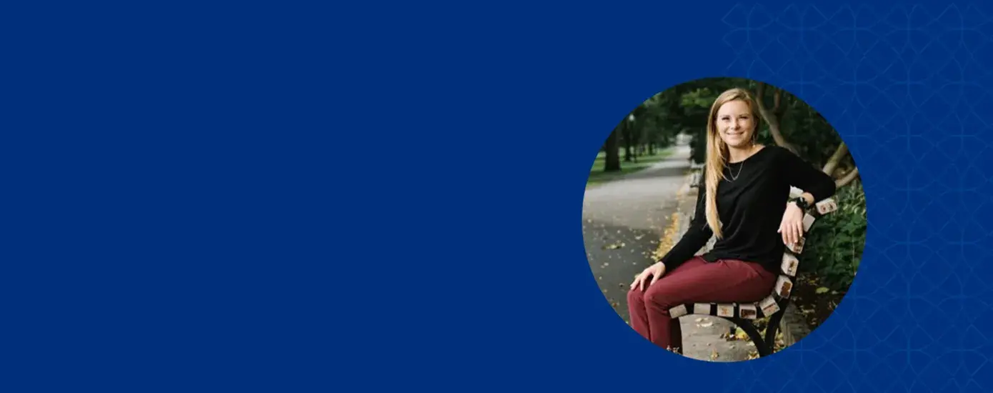 profile photo of lauren on a park bench