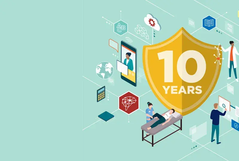 Image of the 10 Years Research logo