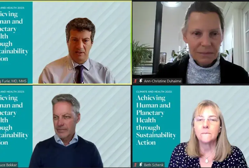 screenshot of a 4 way split screen with speakers greg, ann-christine, beth and bruce