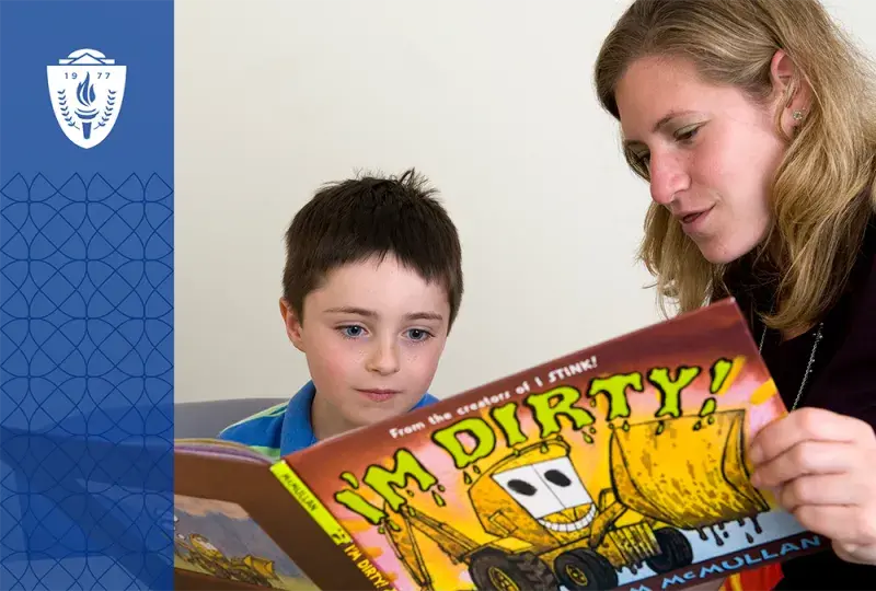 woman reads to child