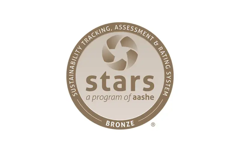 brown circle says stars: sustainability, tracking, assessment and rating system, a program of AASHE bronze