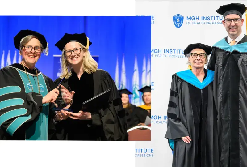 people stand in commencement attire - caps and gowns