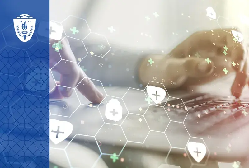 hands on a laptop analyzing big data