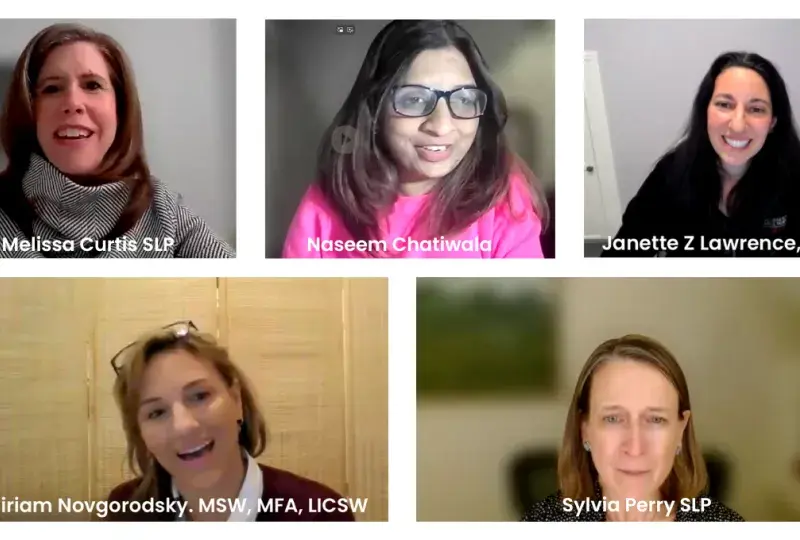 Photos of five women from a Zoom presentation