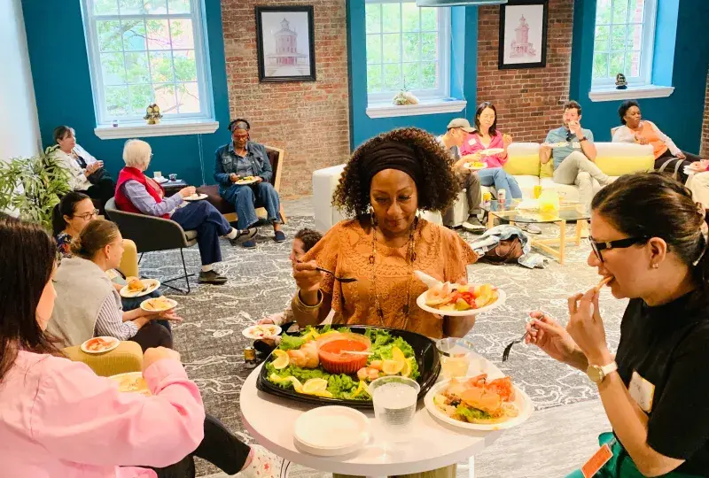 people eating and drinking 