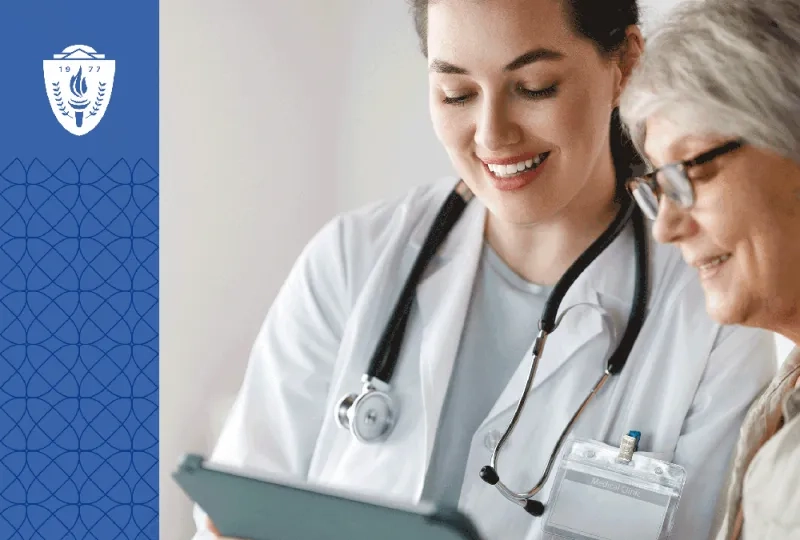 an Adult-Gerontology Primary Care nurse practitioner goes through paperwork with a patient