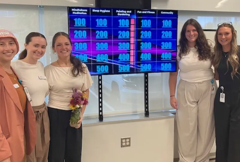 Second-year Occupational Therapy students created a Jeopardy-style game during the OT Leisure Wellness Group for clients