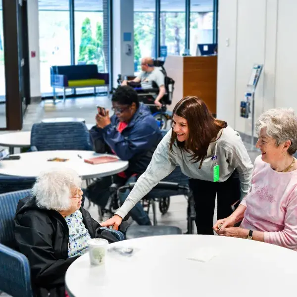 simulation-based learning experiences include meeting clients in the speech center