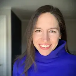 Sofia Vallila Rohter in purple turtleneck