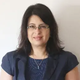 Anna Zisberg in blue top