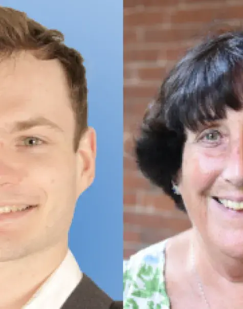 Nurse practitioner student Kyle Fletcher (left) and School of Nursing Term Lecturer Karen Flaherty participated in COVID-19 vaccine trials at Moderna and Pfizer, respectively.