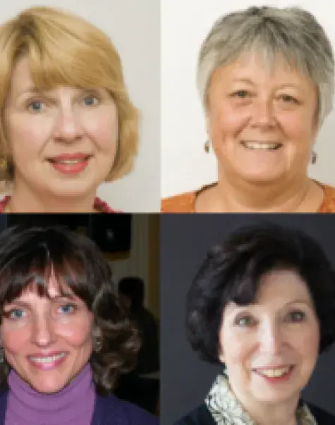 Retirees (clockwise from top left) Nancy Terres, Pat Lussier-Duynstee, Janice Goodman, and Inge Corless