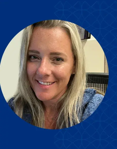 michelle has blonde hair and a casual head tilt