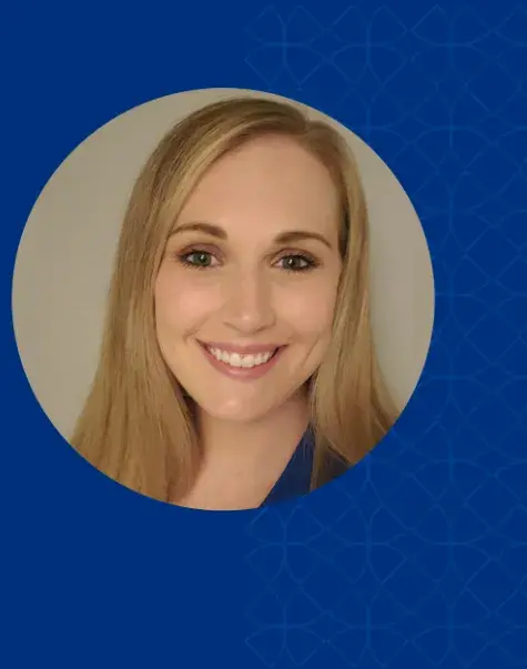 ashley has strawberry blond hair and blue eyes